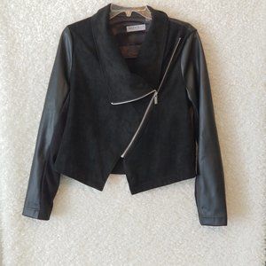 Bagatelle envelope zip vegan leather suede knit black jacket size medium